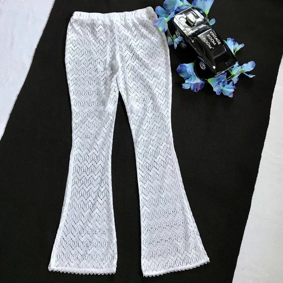 ❌SOLD❌ Miken Swim NWOT Sheer Crochet Swim Coverup Flare Pant Women XS - Picture 7 of 12